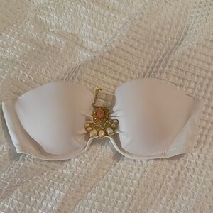 Victoria's Secret White Bikini Top with Gold Accent